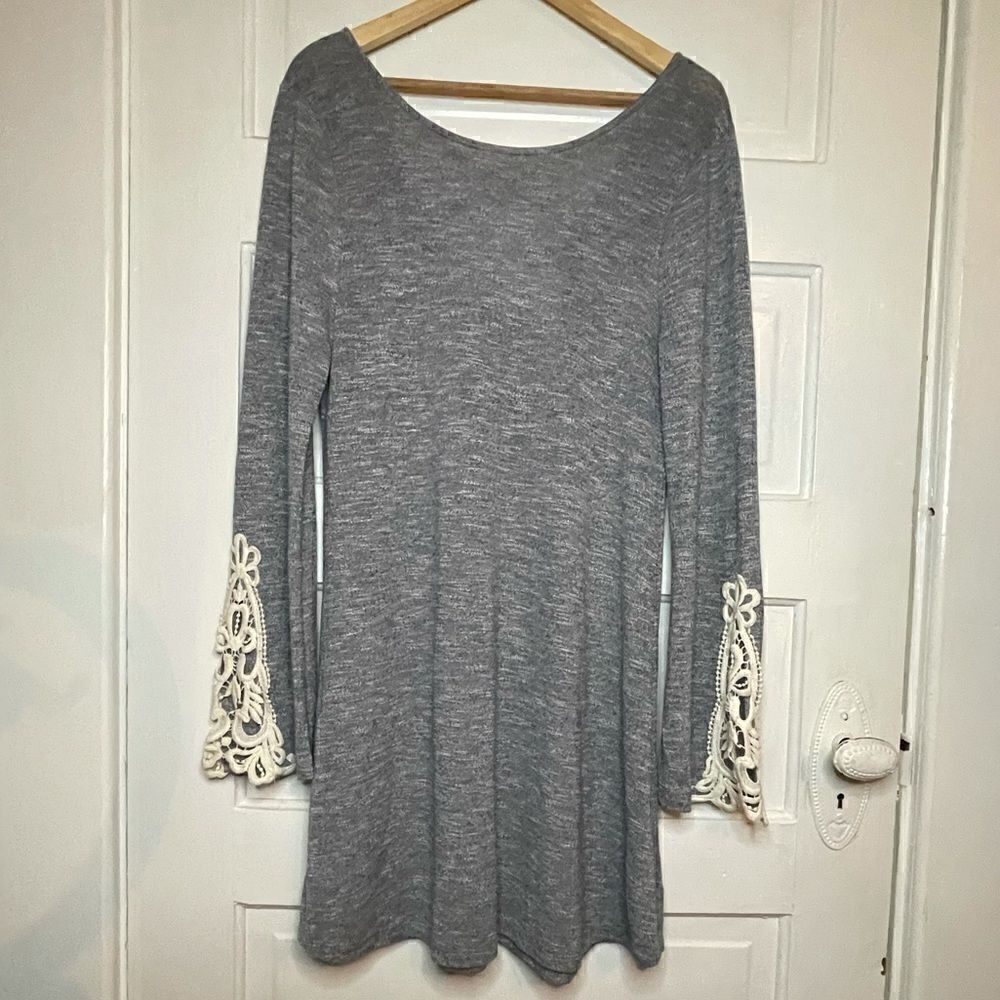 Hayden Dress w/ Lace Sleeve Detail and Cross Back